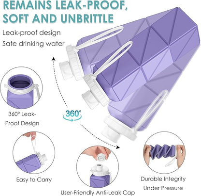 SPECIAL MADE Collapsible Water Bottles Cups Leakproof Valve Reusable BPA Free Silicone Foldable Travel Water Bottle Cup for Gym Camping Hiking Travel Sports Lightweight Durable