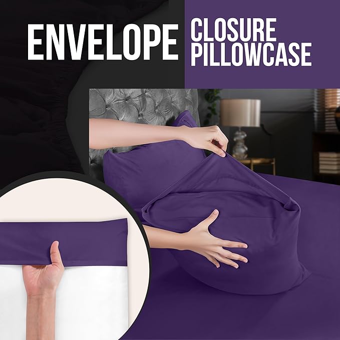 Utopia Bedding Queen Pillow Cases - 2 Pack - Envelope Closure - Soft Brushed Microfiber Fabric - Shrinkage and Fade Resistant Pillow Covers 20 X 30 Inches (Queen, Egg Plant)