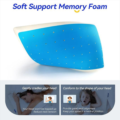 inight Stomach Sleeper Pillows, Thin Memory Foam Pillow, Flat Cooling Gel Pillow for Sleeping Travel with Adjustable Layer-2.75/1.97 inches, Washable Cover, Standard Size with Oeko-TEX & CertiPUR-US