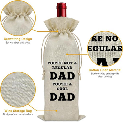 Happy Birthday Dad Gifts from Kids Wine Bag Cool Dad Gifts for Fathers Day Step Dad Gifts from Daughter Wine Bottle Decoration Bag Funny Dad Gifts from Son Wine Accessories Gifts for Wine Lovers