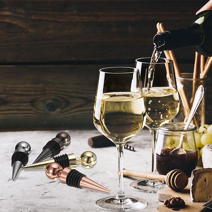 uxcell 3 Pcs Wine Bottle Corks, Vacuum Wine Bottle Stopper, Wine Stopper with Rubber Reusable Wine Corks, Suitable for Standard Bottle, Gold