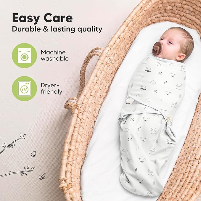 KeaBabies 3-Pack Organic Baby Swaddle Sleep Sacks - Newborn Swaddle Sack, Ergonomic Baby Swaddles 0-3 Months, Swaddles for Newborns,Baby Sleep Sack, Baby Swaddle Blanket Wrap,Baby Essentials(Nordic)