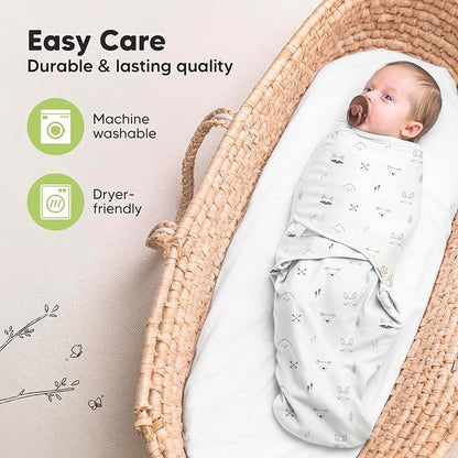 KeaBabies 3-Pack Organic Baby Swaddle Sleep Sacks - Newborn Swaddle Sack, Ergonomic Baby Swaddles 0-3 Months, Swaddles for Newborns,Baby Sleep Sack, Baby Swaddle Blanket Wrap,Baby Essentials(Nordic)
