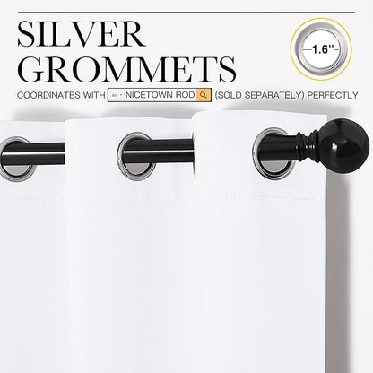 NICETOWN Draperies Curtains Panels, Blocking Out 50% Sunlight Window Treatment Curtains, Grommet Small Window Drapes for Bedroom (2 Panels, 29 by 45, White)