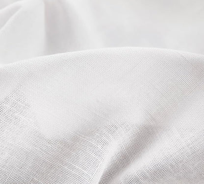 Mengersi Linen Canopy Bed Curtains for Twin,Full,Queen and King Size Bed,Bed Canopy Natural Blended Curtain Panels, 8 Panels Set (All Bed Sizes, White)