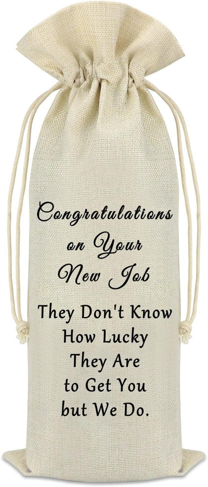 New Job Gift Coworker Leaving Gift Wine Bag Going Away Farewell Party Gift for Leader Colleague Appreciation Gift Reusable Wine Bags with Drawstrings Congratulations On Your New Job Wine Bottle Bag