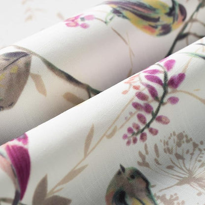 Leeva Modern Linen Textured Kitchen Tiers, 24 Inch Length Vivid Purple Bird Print Short Window Curtains for Bathroom, Rod Pocket Home Decor Drapes, 2 Panels Pair