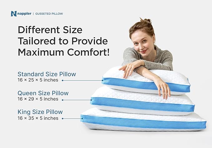 Side and Back Sleeper Pillow for Neck and Shoulder Pain Relief - Shredded Memory Foam Bed Pillow for Sleeping - 100% Adjustable Fill - King Size - Set of 2 Washable Case. Extra Fill Included
