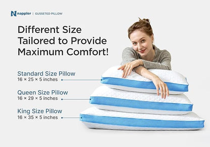 Side and Back Sleeper Pillow for Neck and Shoulder Pain Relief - Shredded Memory Foam Bed Pillow for Sleeping - 100% Adjustable Fill - King Size - Set of 2 Washable Case. Extra Fill Included