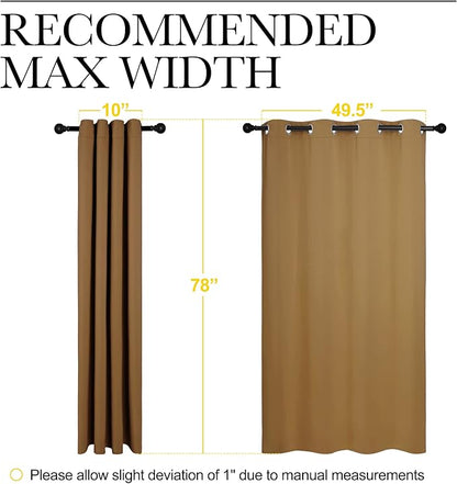 NICETOWN Sleek Blackout Curtains 78 inches Length for Windows, Noise Reducing and Block Draft Panels for Door Doorway Laundry Office Luxury Decor Theme (2 Panels, Gold Brown, W55 x L78 -Inch)