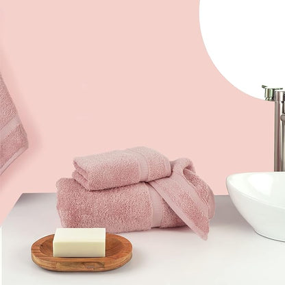 Chakir Turkish Linens | Hotel & Spa Quality 100% Cotton Premium Turkish Towels | Soft & Absorbent (Personalized 3-Piece Towel Set, Pink)