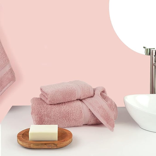 Chakir Turkish Linens | Hotel & Spa Quality 100% Cotton Premium Turkish Towels | Soft & Absorbent (Personalized 3-Piece Towel Set, Pink)