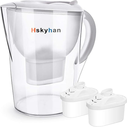 Water Filter Pitcher Alkaline - 3.5 Liters Improve PH, 2 Filters Included, BPA Free, 7 Stage Filteration System to Purifier, White