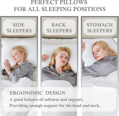 Homemate Bed Pillows for Sleeping - King Size(20"x36") Set of 2 Hotel Quality Pillows Allergy Friendly Microfiber Shell Fluffy Down Alternative Filling Pillow Suitable Back Stomach or Side Sleepers