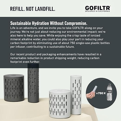 Alkaline Water Infuser - 9.5 pH + Electrolytes for Any Water Bottle/Small Pitcher, 750 Refills / 3 Months, Ionized Mineral Water Infuser (1 Pack)
