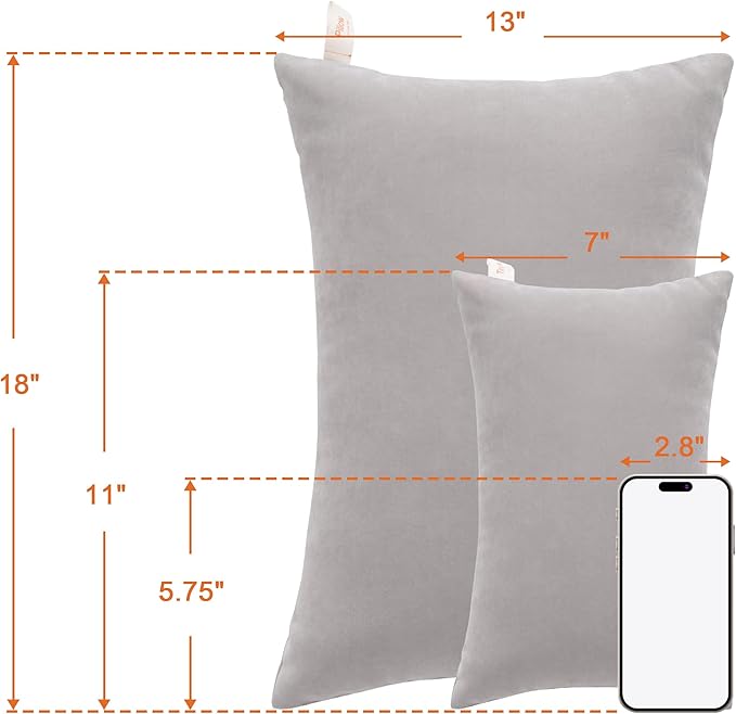 NTBAY Tiny Pillows, Down Alternative 7"x11" Microfiber Mini Pillows for Travel, Pets, Soft Machine Washable Small Pillows for Neck, Wrist, Lumbar and Knee, Light Grey
