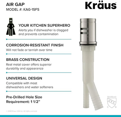 Kraus KPF-1610SFS-KAG-1SFS Bolden Single Handle 18-Inch Commercial Kitchen Faucet with Air Gap, Spot Free Stainless Steel