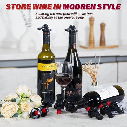 Wine Stopper，10 Pack Wine Stoppers for Wine Bottles，Plastic Vacuum Wine Bottle Stopper Wine Saver with Airtight Seal，Wine Topper Keep Wine Fresh Wine Bottle Sealer Set