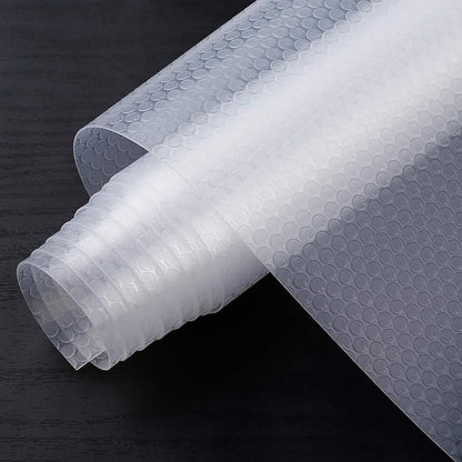 HooTown Refrigerator, Fridge Shelf Liners and Drawer Mats 11.8 Inch Wide x 32.8 Feet Long, Non Adhesive EVA Plastic Washable Waterproof Pads for Kitchen Cabinet, Pantry Closet, Cupboard, Transparent
