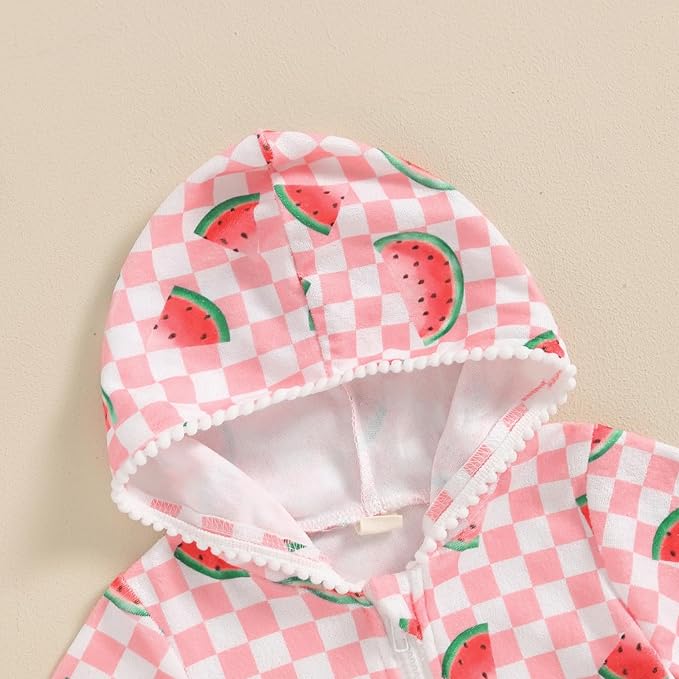 Toddler Beach Towel with Hood Kids Waffle Swim Cover Up Bath Towel Surf Poncho Boys Girls Hooded Beach Towel (Pink Watermelon, 2-3 Years)