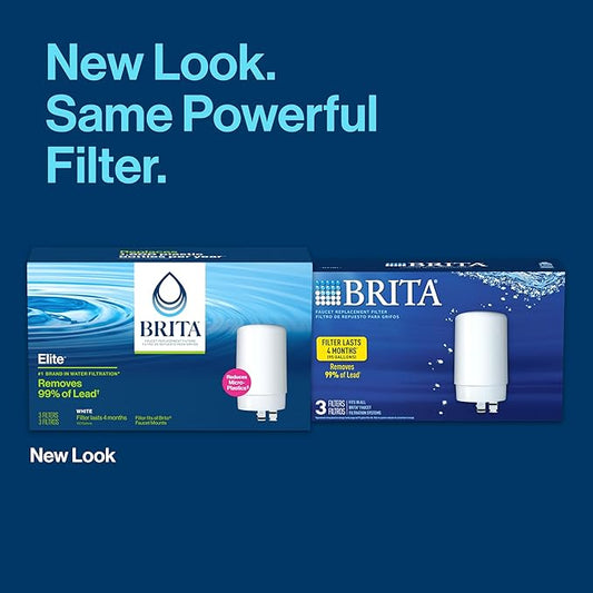 Brita Faucet Mount System Replacement Filter, Reduces 99% of Lead, Made Without BPA, White, 3 Count