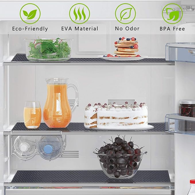HooTown Shelf Liner Kitchen Cabinet Drawer Mats 17.5 Inch Wide x 78.7 Inch Long, Non Skid EVA Plastic Washable Oil Proof Pad for RV Drawer, Dish Plate Slippery Protection, Gray