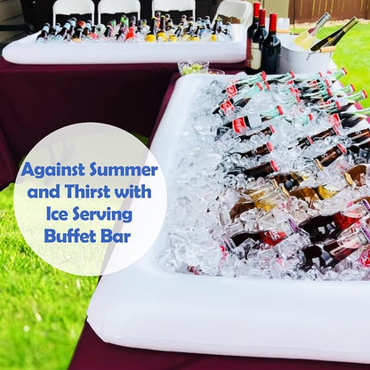 Novelty Place Inflatable Ice Serving Buffet Bar with Drain Plug - Salad Food Drinks Tray for Party Picnic Camping (Pack of 3)