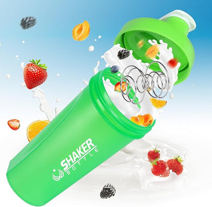Shaker Bottle, 600ml Classical Protein Shaker Cup with Mixing Ball for Smooth blending, Leak-Proof GYM Workout Water Bottles for protein& Smoothie Shake，Bpa Free (20oz / Green)