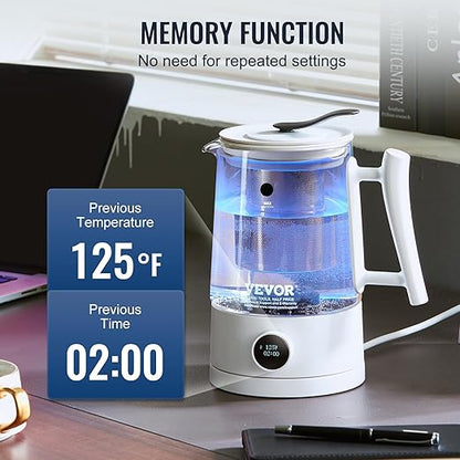 VEVOR Hydrogen Water Pitcher, Rich Hydrogen Water Generator, 1.5 L Large Capacity Hydrogen Water Bottle Generator SPE and PEM Technology, Hydrogen Rich Water Ionizer Machine for Brewing Coffee or Tea