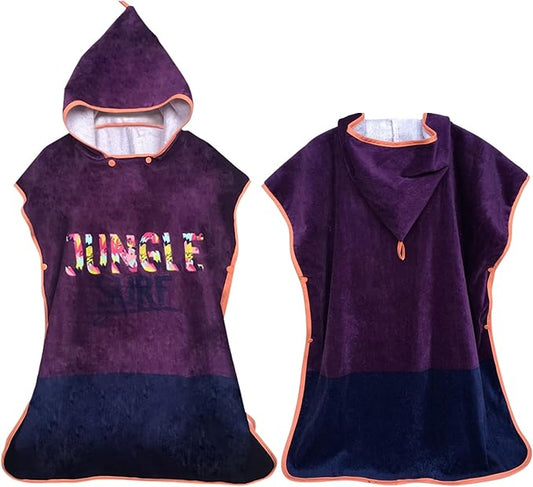 Kids Hooded Towel Bath Beach Soft Cotton Towels Girls Absorbent Pool Wrap with Hood Baby Toddler Poncho Robe(Dark Purple,9-12Years/Height:49"-59")
