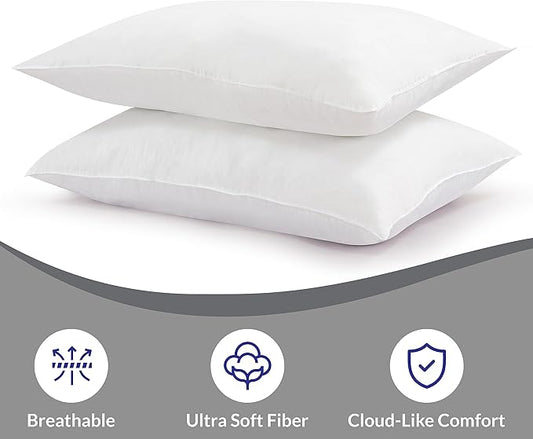 ROYALE LINENS Pillows Queen Size Set of 2 - Bed Pillows for Sleeping - Cooling Pillow for Back, Stomach or Side Sleepers - Down Alternative Queen Pillows - Soft Hotel Quality (20x30 Inches, Pack of 2)