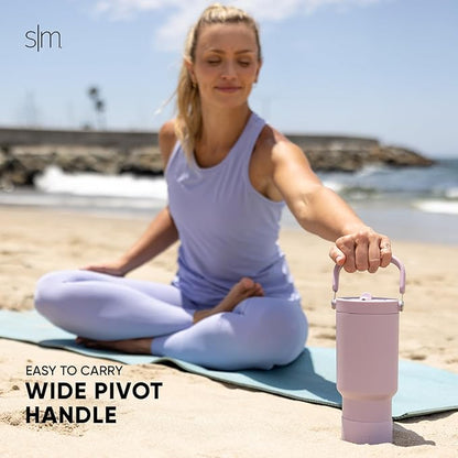 Simple Modern Trek Pivot | 30oz Flip Straw Tumbler with Handle | Water Bottle & Boot | Interchangeable Straw & Chug Lids | Insulated Stainless Steel Jug | Gym Sports Outdoors | Supersonic Blue