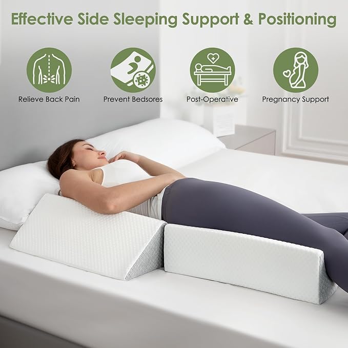 Wedge Pillow for Side Sleeping, 20in Triangle Bed Wedges & Body Positioners for Back Pain Relief, Seniors, After Surgery, Preventing Bedsores, Pregnancy Support