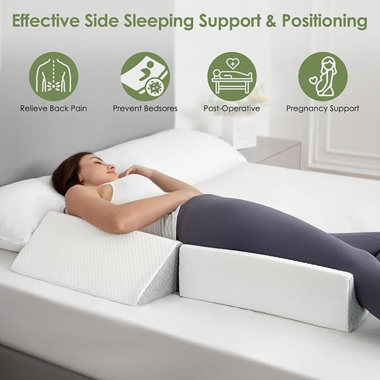Wedge Pillow for Side Sleeping, 20in Triangle Bed Wedges & Body Positioners for Back Pain Relief, Seniors, After Surgery, Preventing Bedsores, Pregnancy Support