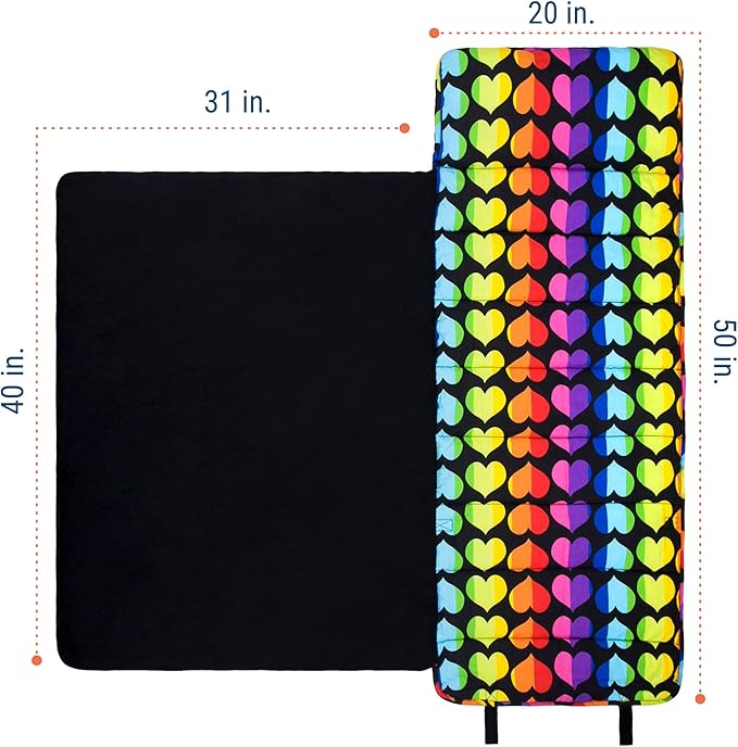 Wildkin Original Nap Mat with Reusable Pillow for Boys & Girls, Ideal for Sleepovers, Equipped with Hook & Loop Fastener, Made from Cotton Blend Materials - Nap Mat for Kids