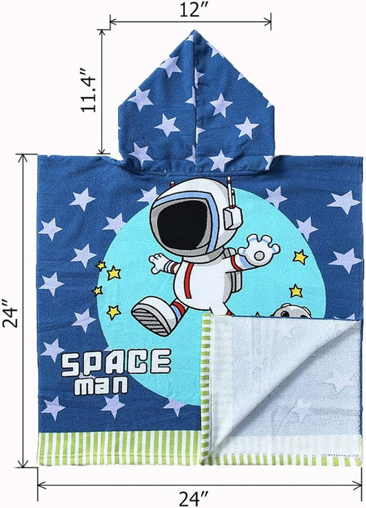 NovForth Kids Beach Towel for Boys Girls, Astronaut Hooded Bath Towel Wrap, Toddler Pool Towel with Hood