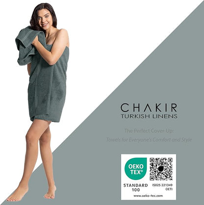 Chakir Turkish Linens, 100% Cotton Premium Quality Turkish Bath Sheets (35''x70'' Large Bath Sheet Towels - Dark Gray)