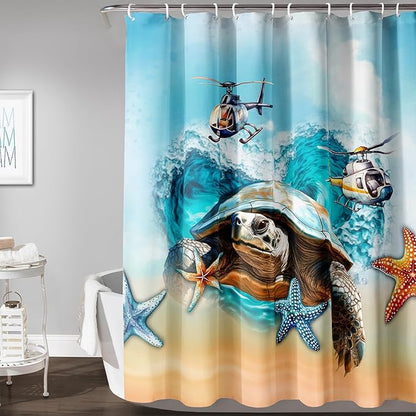 AILONEN Sea Turtle Shower Curtain for Bathroom, Ocean Beach Theme Bathroom Curtain,Tie Dye Animal Bath Curtain 72" W*78" H Polyester Waterproof Bathroom Curtain with 12 Hooks