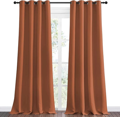 NICETOWN Halloween Burnt Orange Blackout Curtains for Sliding Door, 55 by 108, 2 Pieces, Blocking Out Sunlight Window Treatment Modern Design Grommet Curtain Panels for Dining Room
