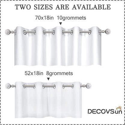 Solid Pure Off White Grommet Valance for Windows 70X18 Inches Valance for Kitchen Blackout Curtain Valance for Living Room Short Straight Drape Valance for Bedroom Kids Room 1 Panel