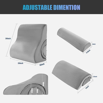 ROYALAY 3 PCS Adjustable Wedge Pillow for Sleeping, 3-in-1 High-Density Foam Wedge Pillow Set, Sleeping Wedge Pillow for Adults, Incline Bed Wedge Pillow for Back, Neck, Leg Support, Acid Reflux, grey