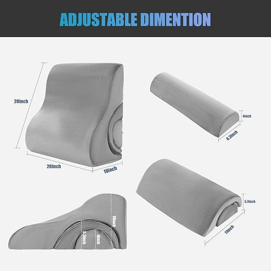 ROYALAY 3 PCS Adjustable Wedge Pillow for Sleeping, 3-in-1 High-Density Foam Wedge Pillow Set, Sleeping Wedge Pillow for Adults, Incline Bed Wedge Pillow for Back, Neck, Leg Support, Acid Reflux, grey