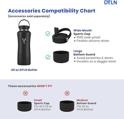 DYLN Alkaline Water Bottle | Portable Hydrogen Water Bottle Creates Hydrogen-Rich Water up to 9.5 pH | Vacuum Insulated Stainless Steel Keeps Water Cold for 24 Hours