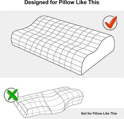 HOMBYS Satin Pillow Case for Contoured Support Pillow (DO NOT Include Pillow) -Zippered Pillow Cover for Neck Pillow for Cervical 1 Pack-Silky, Smooth and Breathable