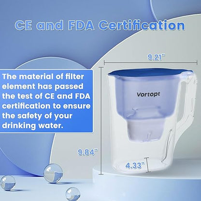 Water Filter Pitcher - 10-Cup Water Purifier Pitcher for Improved Tap Water Taste, Reduces Chlorine and Lead, 3 Months Lifetime, BPA Free,L3-Blue(1 Filter Included)