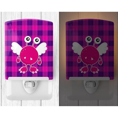 Caroline's Treasures BB9118CNL Monster Angel on Plaid Ceramic Night Light Compact, UL-Certified, Ideal for Bedroom, Bathroom, Nursery, Hallway, Kitchen, 6x4x3, Multicolor