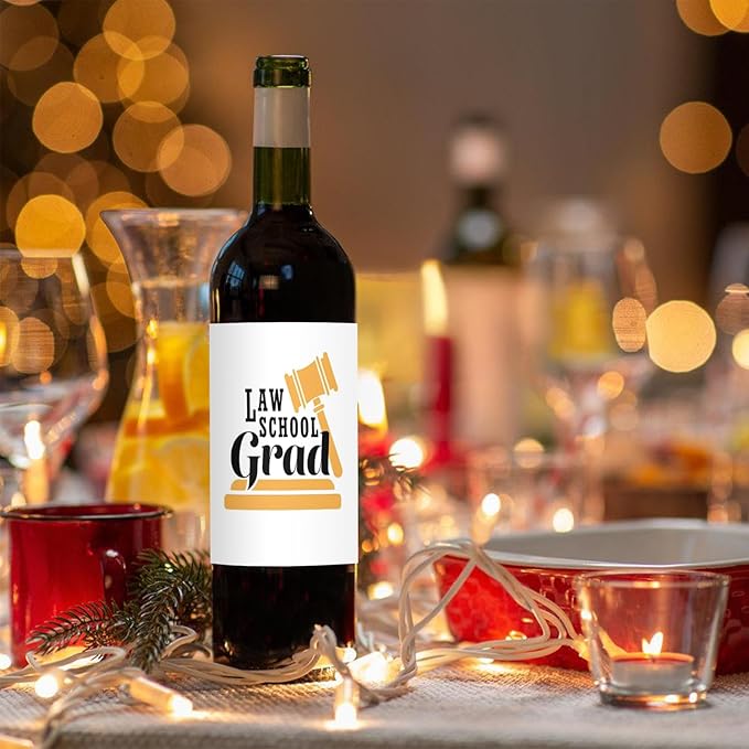 24 Pcs Lawyer Graduation Wine Labels Lawyer Gifts Wine Bottle Stickers Law Grad Wine Labels for Bottles Gifts for Judge Paralegal Prosecutor
