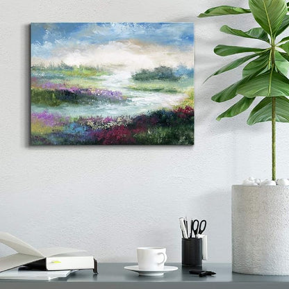 Renditions Gallery Canvas Flowers Wall Art Modern Decorations Paintings Colorful Floral Meadow Glam Nature Abstract Wall Hanging Artwork Prints for Bedroom Office Kitchen - 8"x12" LT33