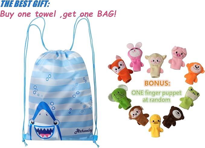 Waffle + Muslin Cotton Bath Towel for 0-4 Years Baby Infant Toddler Kids Wearable Pool Poncho with Bag
