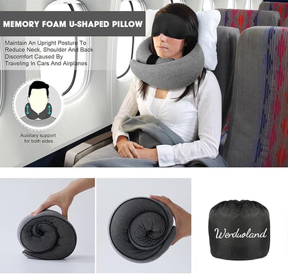 Travel Pillow, Neck Pillow Travel, Memory Foam Neck Pillow Travel Neck Pillow for Traveling, Neck Support Travel Pillows for Long Flights, Neck Travel Pillows for Airplanes, Pink